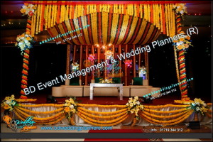 Holud stage & flower design by bdweddingplanners.com  at Bangladesh